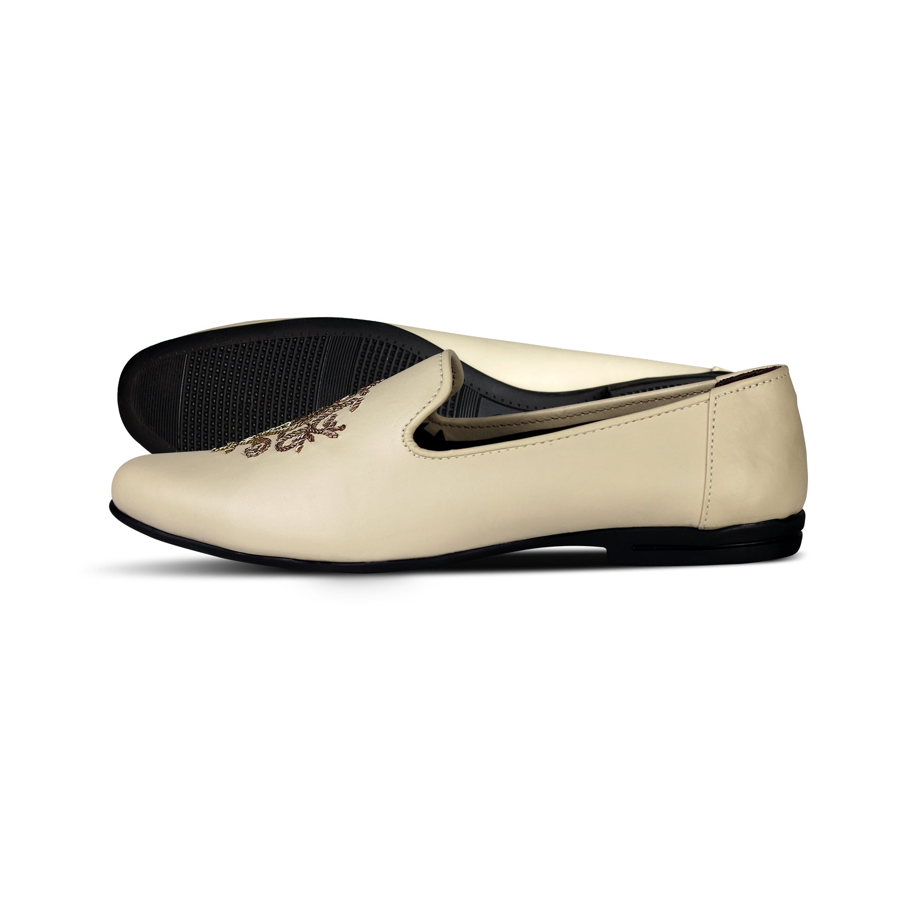 White Leather Zardosi Shoe