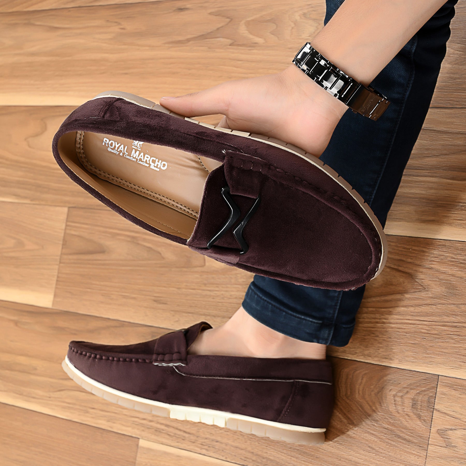 New Fashion Velvet Loafers For Men Brown